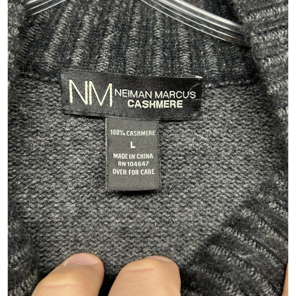 Neiman Marcus Mens Size L Black Long Sleeve Cashmere 1/4 Zip Sweater (J12)